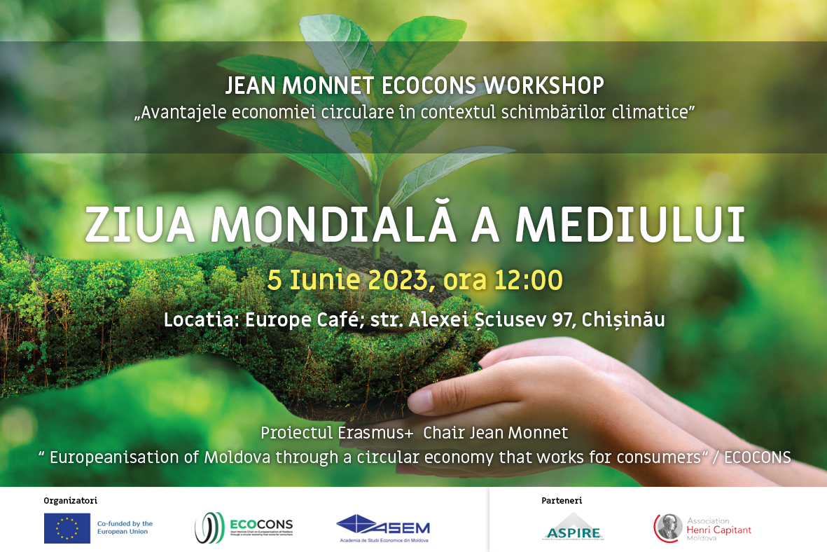 Apel înscriere – Workshop dedicat Zilei Mondiale a Mediului – 05 Iunie 2023